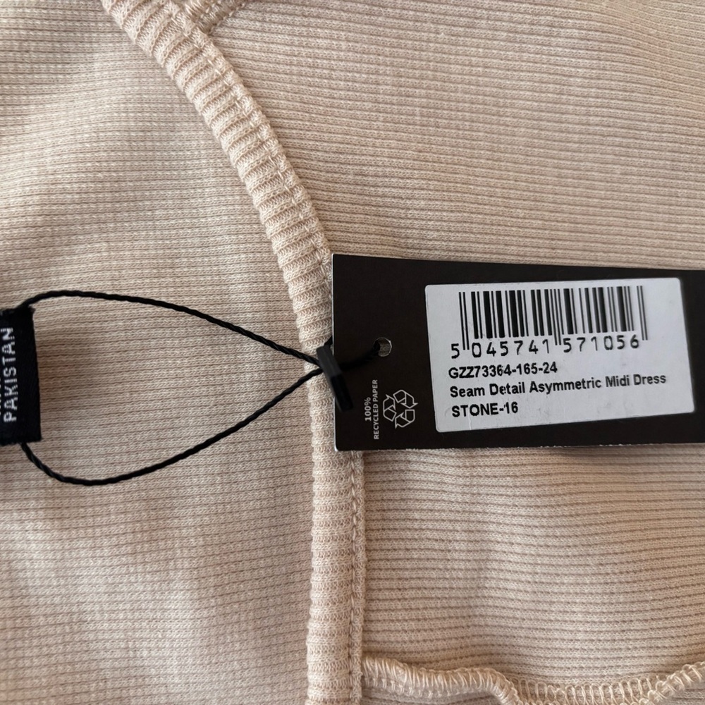 Boohoo Stone Asymmetrical Midi Dress